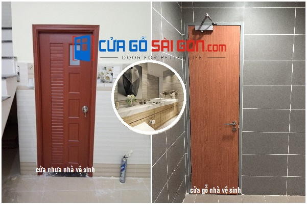 Hình ảnh thực tế cửa nhà vệ sinh bằng gỗ và nhựa Hình ảnh thực tế cửa nhà vệ sinh bằng gỗ và nhựa
