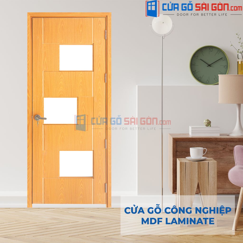 Mẫu cửa gỗ 1 cánh có gắn kính