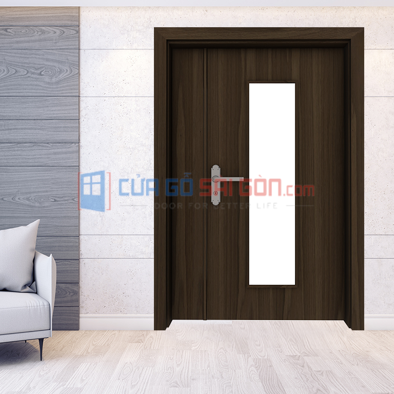 Mẫu cửa thông phòng kiểu mẹ bồng con fix kính Cửa đi thông phòng