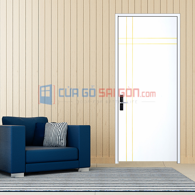 Mẫu cửa gỗ công nghiệp HDF melamine màu trắng