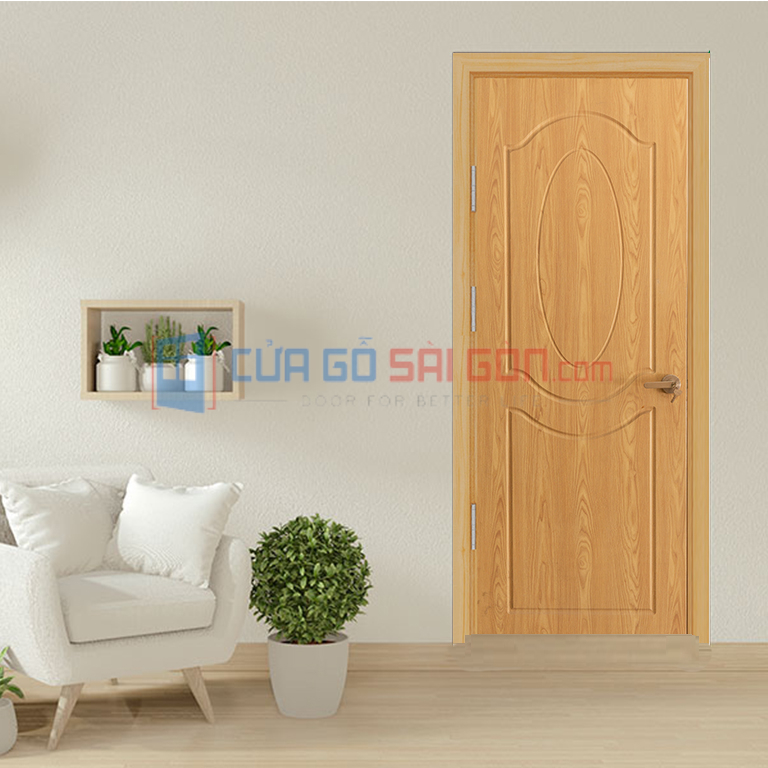 Mẫu cửa toilet bằng nhựa Hàn Quốc vân gỗ sồi Cửa nhựa toilet