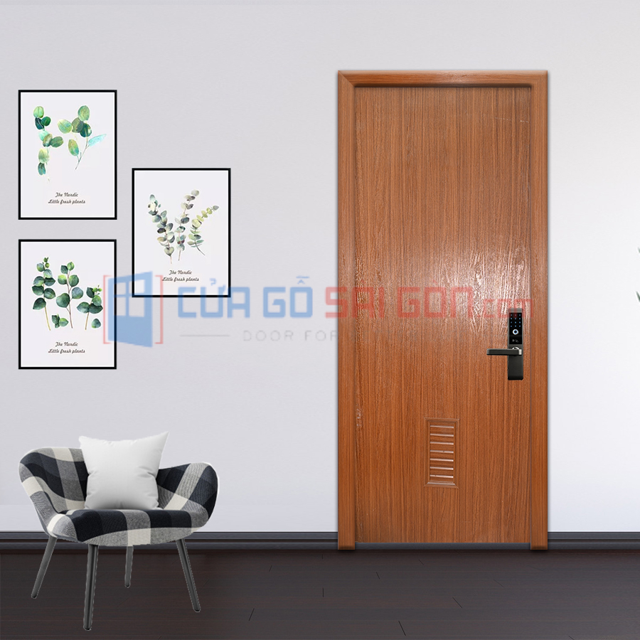 Mẫu cửa nhựa Hàn Quốc vân gỗ hương trang trí ô chớp Cửa nhựa toilet