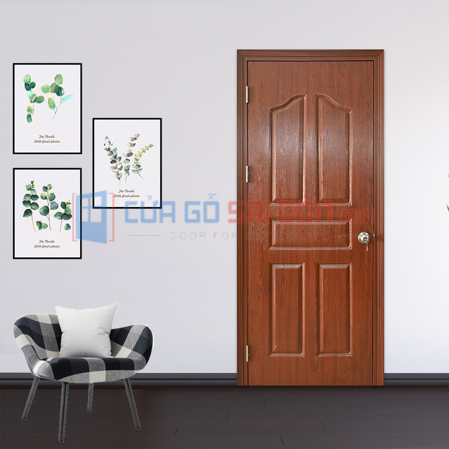 Mẫu cửa nhựa vân gỗ hương đỏ làm cửa toilet Cửa nhựa toilet