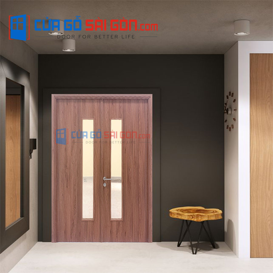 CỬA GỖ MDF MELAMINE SGD.2D2G Mẫu cửa chống ồn phòng ngủ - CỬA GỖ MDF MELAMINE SGD.2D2G