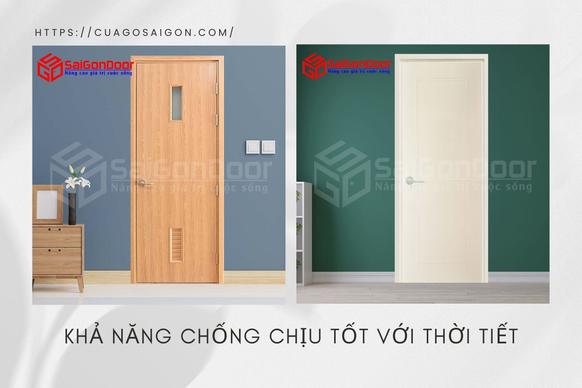 Cửa gỗ công nghiệp composite có khả năng chống chịu tốt với thời tiết.