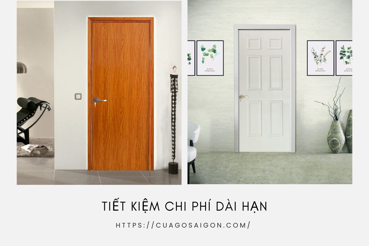 Cửa gỗ công nghiệp composite còn có giá thành phải chăng hơn so với cửa gỗ tự nhiên.
