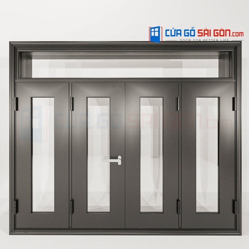 Mẫu cửa nhôm vân gỗ được phủ thêm lớp bảo vệ chống trầy xước, thấm nước