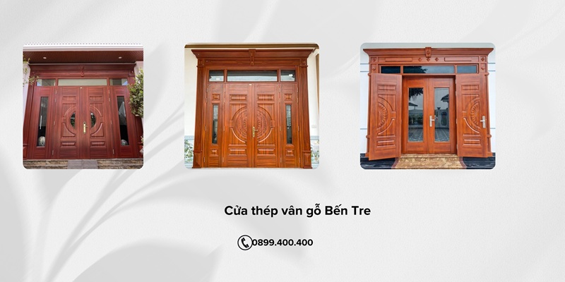 Cửa thép vân gỗ Bến Tre được sản xuất từ thép mạ kẽm chất lượng cao