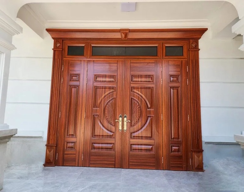 Cửa thép vân gỗ TP Cần Thơ 4 cánh sang trọng