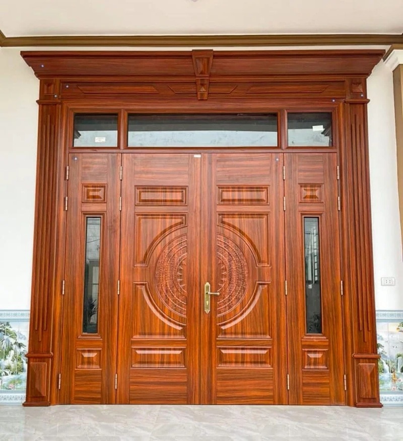 Kích thước tiêu chuẩn cửa thép vân gỗ Bến Tre 4 cánh