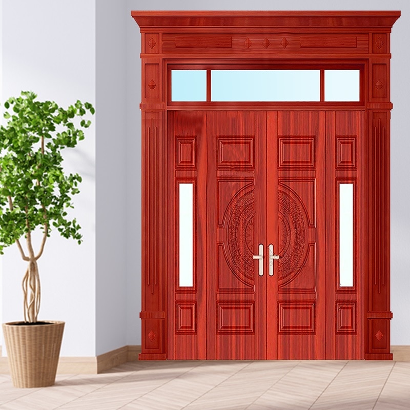 Mẫu cửa thép vân gỗ Đồng Nai 4 cánh