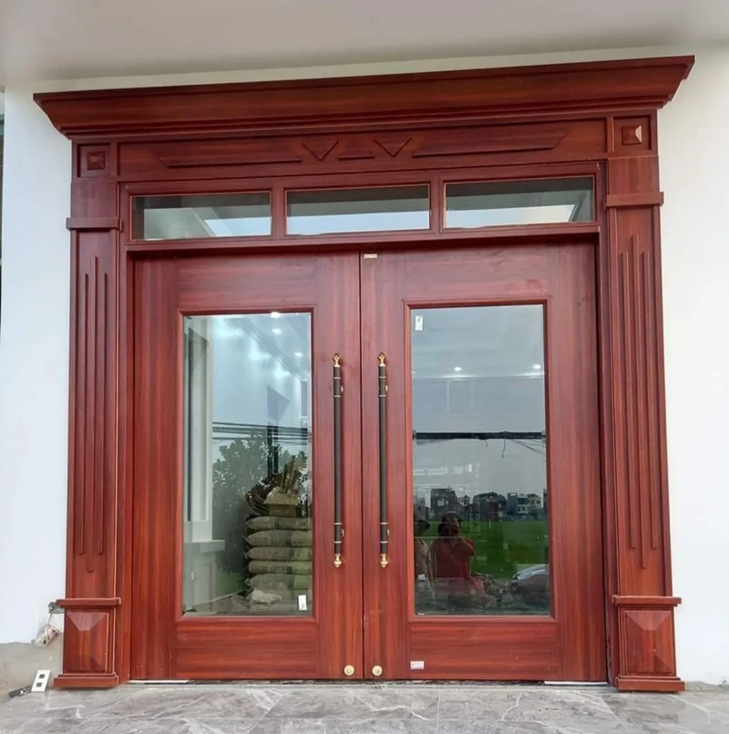 Mẫu cửa thép vân gỗ dùng cho cửa chính