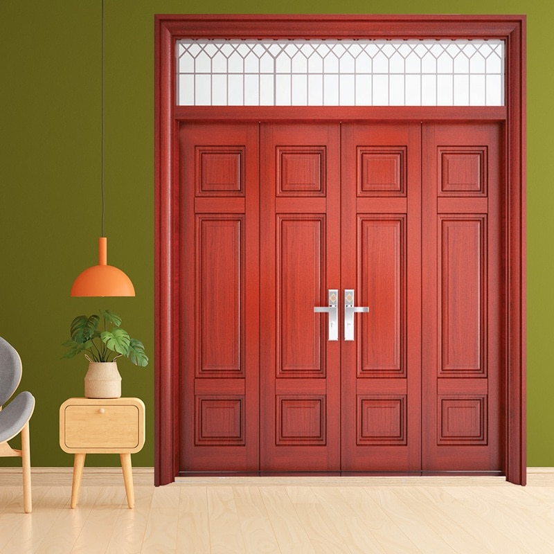 Mẫu cửa thép vân gỗ Hậu Giang 4 cánh dành cho không gian rộng lớn