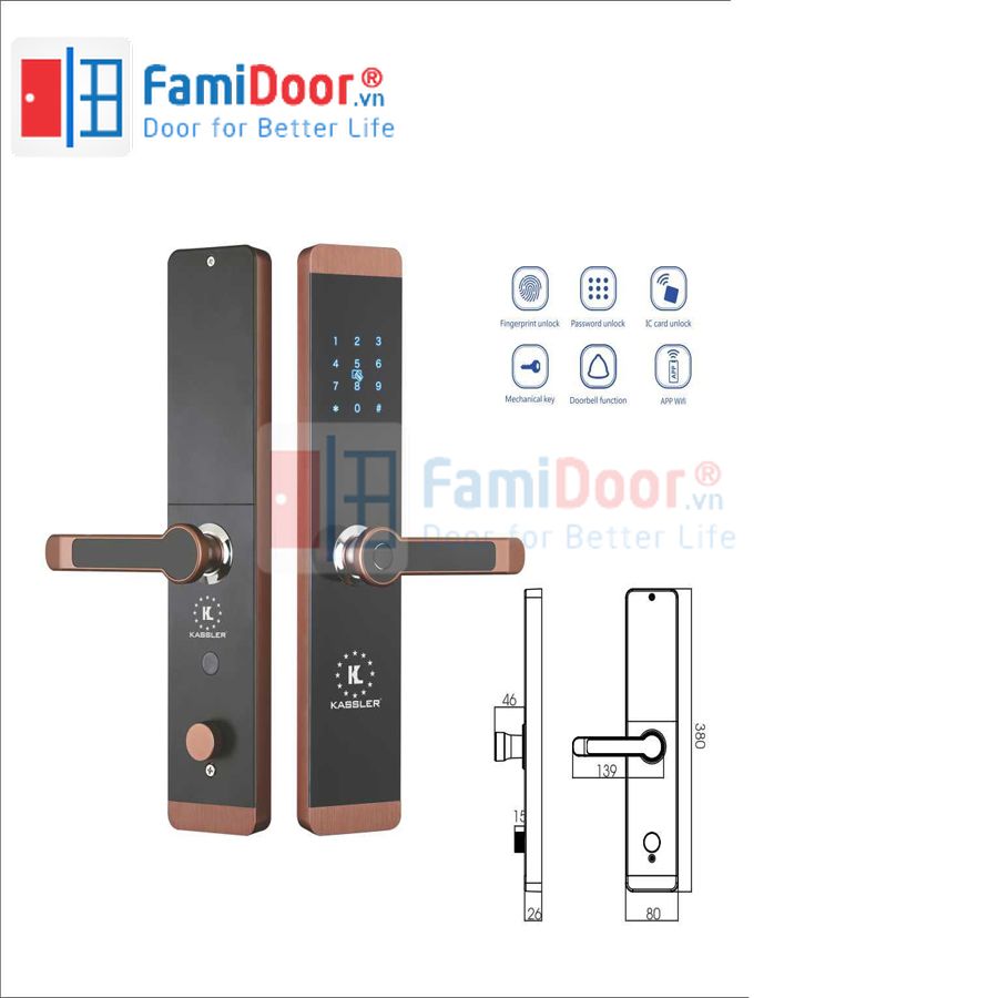 KHÓA CỬA SG.KL-600 COPPER CÓ DÙNG APP