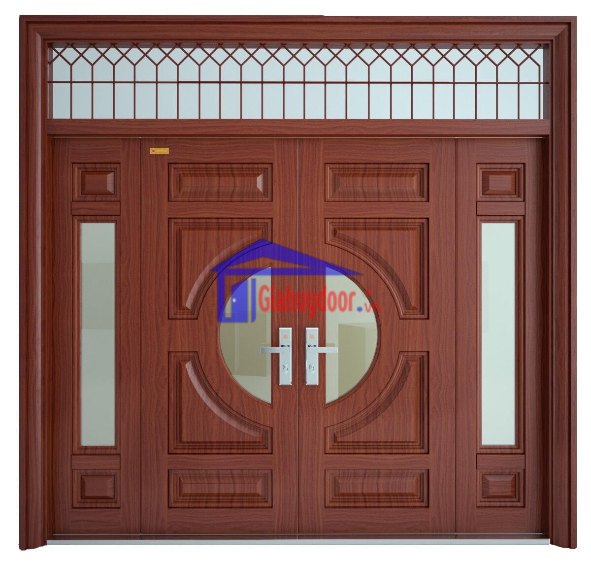 Cửa thép vân gỗ cho mặt tiền đẹp