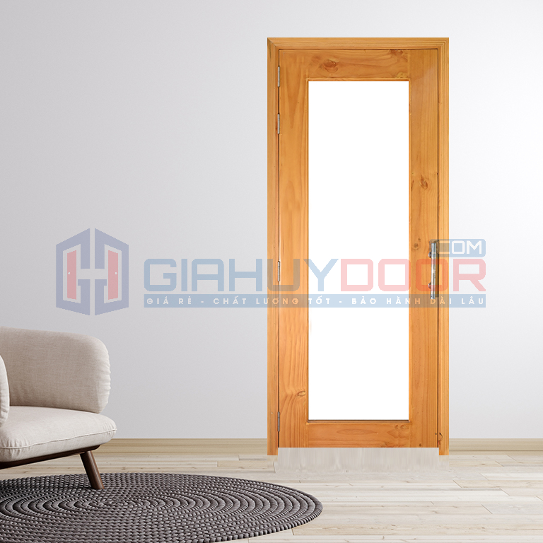 Cửa MDF có ô kính Cửa gỗ MDF màu cam đẹp