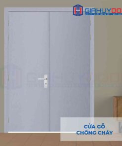Cửa gỗ chống cháy GCC 2P son xam trang
