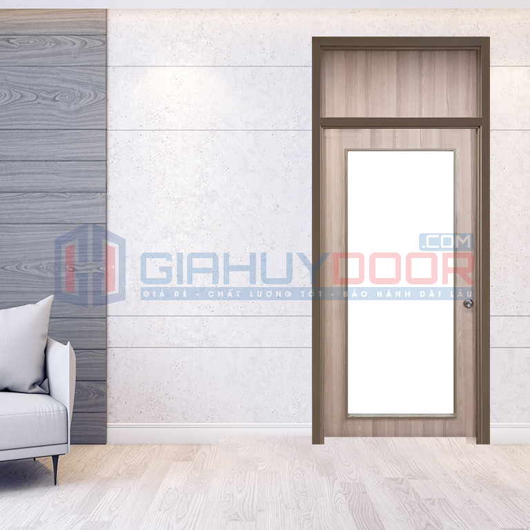 Cửa gỗ công nghiệp vân gỗ Cửa gỗ MFC có ô kính