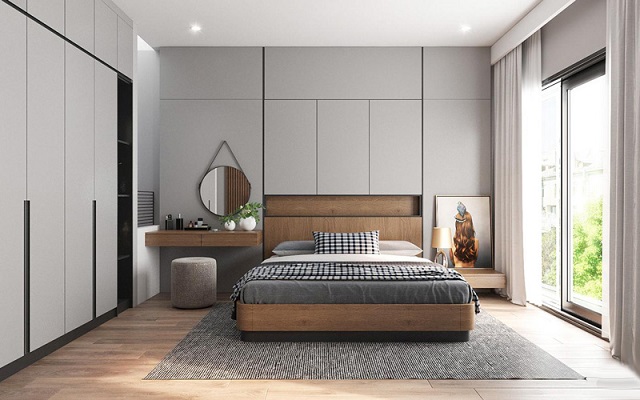 Phòng ngủ được thiết kế theo phong cách hiện đại đơn giản nhưng đẹp mắt