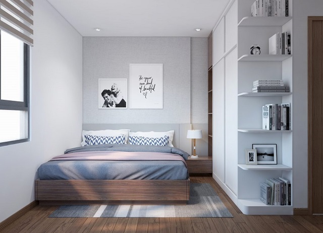 Mẫu phòng ngủ diện tích 9m2 Phòng ngủ 9m2 cũng được coi là căn phòng có diện tích tương đối nhỏ. Phòng ngủ này thích hợp sử dụng cho 1 thành viên. Bố trí nội thất cho phòng ngủ 9m2 cũng rất hạn chế. Bạn chỉ nên trang bị một vài đồ nội thất cơ bản như giường ngủ, bàn làm việc, tủ quần áo. Để tận dụng được tối đa không gian, bạn có thể bố trí kệ tủ treo tường. Cách bố trí cụ thể như thế nào sẽ phụ thuộc vào độ tuổi của người sử dụng. Chẳng hạn như người lớn hay trẻ em, bé trai hay bé gái? Tuy nhiên với căn phòng có diện tích khiêm tốn như vậy thì bạn nên ưu tiên lựa chọn những đồ dùng nội thất có thiết kế đơn giản và kích thước nhỏ. Ngoài ra, nên chọn những đồ nội thất đa năng. Chúng vừa mang phong cách hiện đại lại rất tiện dụng và cực kỳ phù hợp với phòng ngủ nhỏ 9m2. Mẫu phòng ngủ diện tích 10m2 Để thiết kế phòng ngủ nhỏ đẹp 10m2 thì bạn cũng nên lựa chọn phong cách thiết kế tối giản. Đối với phòng ngủ nhỏ thì nội thất bằng gỗ công nghiệp với tông màu sáng, đường nét đơn giản sẽ mang đến cho bạn cảm giác căn phòng rộng rãi hơn. Căn phòng này nên lựa chọn cách decor đơn giản, không cầu kỳ tạo sự nhẹ nhàng. Ngoài ra vẫn ưu tiên lựa chọn các đồ nội thất đa năng.