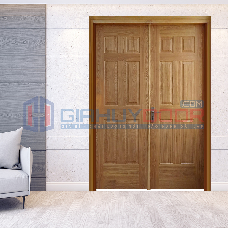 Cửa gỗ công nghiệp HDF Veneer 2 cánh có giá thành tương đối rẻ Cửa gỗ công nghiệp HDF Veneer 2 cánh có giá thành tương đối rẻ