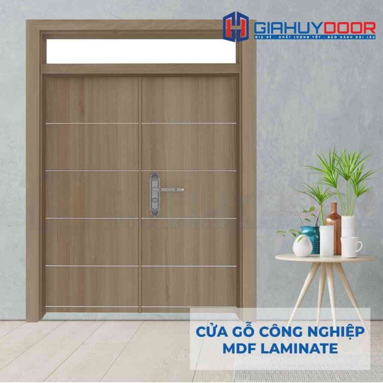Mẫu cửa gỗ phòng ngủ fix ô kính, có ô fix thông thoáng MDF Laminate 2P1R10s Mẫu cửa gỗ phòng ngủ fix ô kính, có ô fix thông thoáng MDF Laminate 2P1R10s