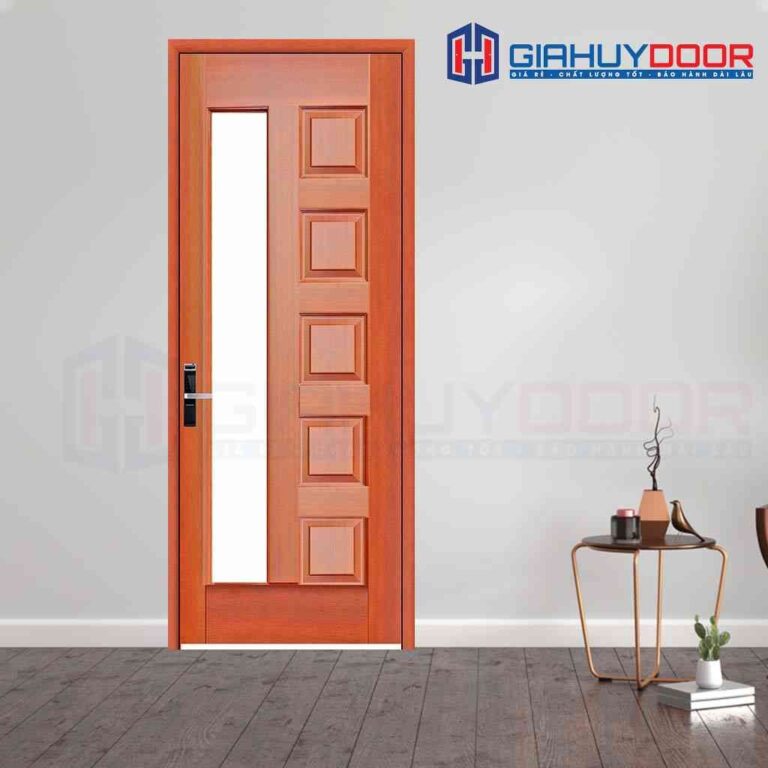 Mẫu cửa gỗ phòng ngủ fix ô kính HDF Veneer 6GL Mẫu cửa gỗ phòng ngủ fix ô kính HDF Veneer 6GL