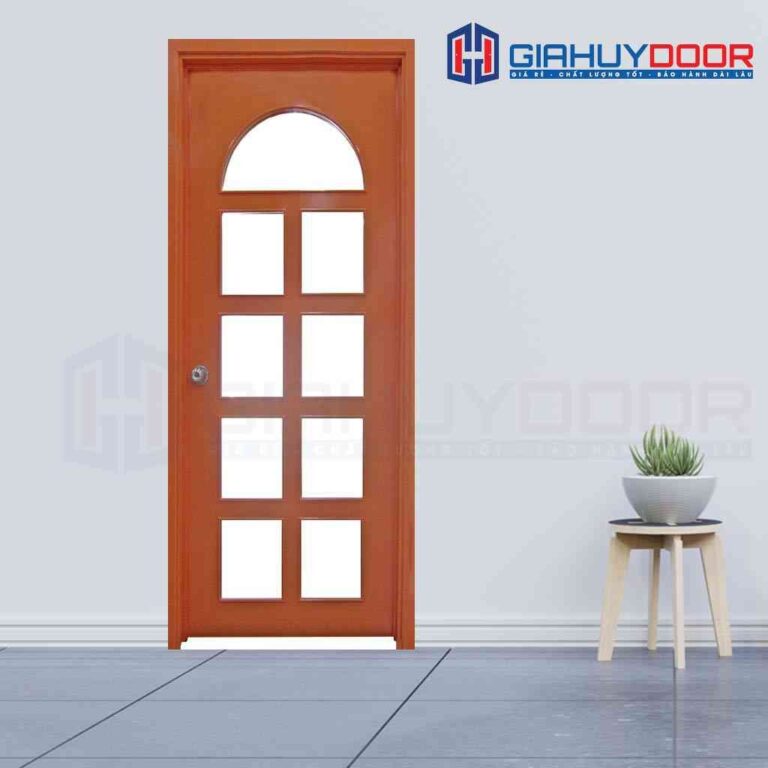 Mẫu cửa gỗ phòng ngủ fix ô kính MDF Veneer P1G9 Mẫu cửa gỗ phòng ngủ fix ô kính MDF Veneer P1G9