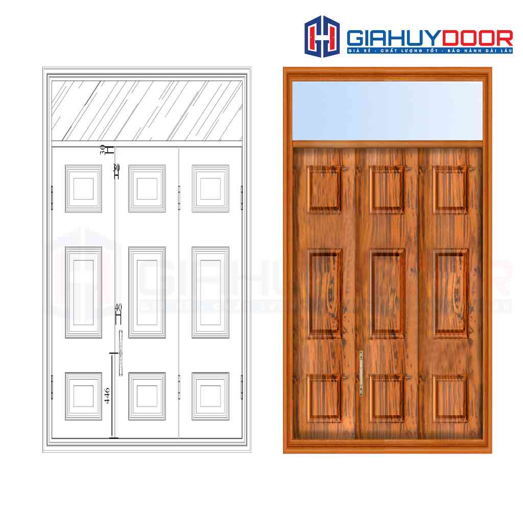 Mẫu cửa gỗ thép vân gỗ Mẫu cửa gỗ thép vân gỗ