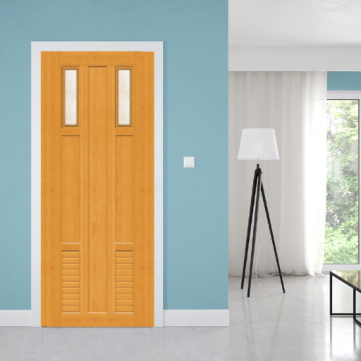 CỬA NHỰA GIẢ GỖ MO23 được làm từ nhựa PVC cao cấp.