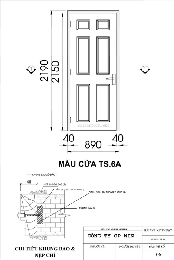 Mẫu cửa gỗ SG.6A