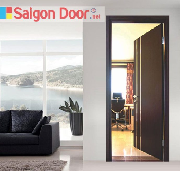 Mẫu cửa phòng ngủ với điểm nhấn là đường kẻ dọc
