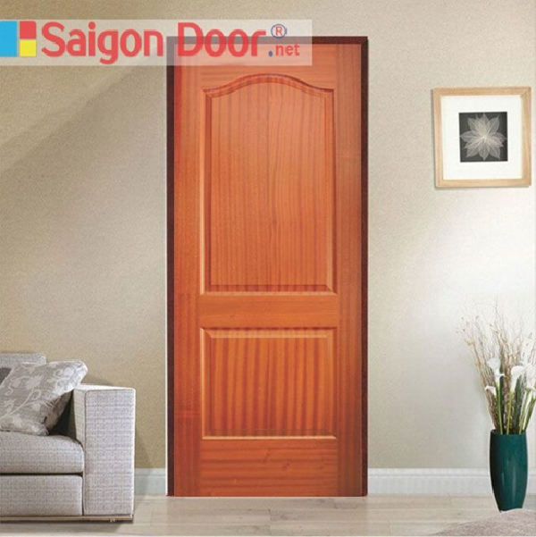 Mẫu cửa gỗ màu nâu đỏ có thiết kế đơn giản