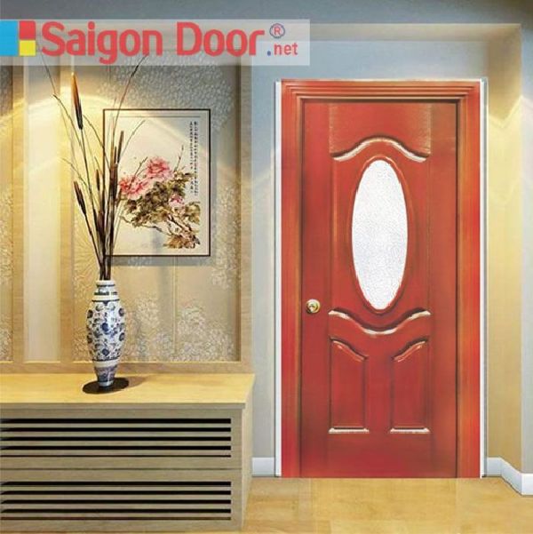 Cửa gỗ công nghiệp cho phòng ngủ với điểm nhấn hình elip độc đáo