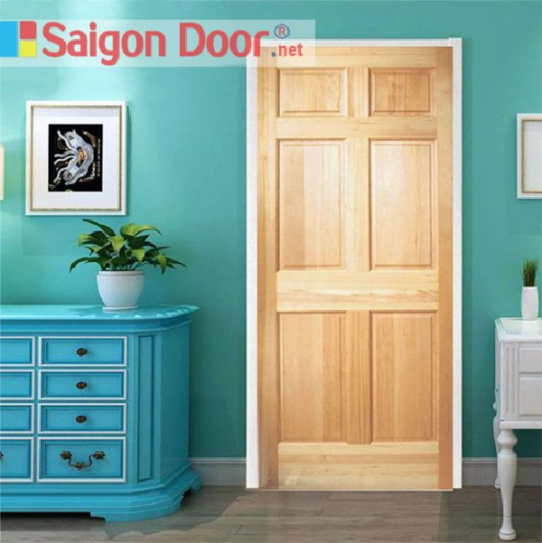 Mẫu cửa gỗ tự nhiên thiết kế đơn giản, phù hợp làm cửa phòng ngủ của nhiều công trình nhà ở khác nhau