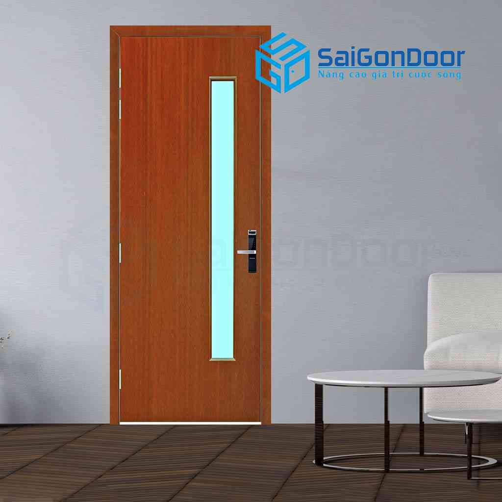 Cửa gỗ MDF Veneer kết hợp ô kính lớn
