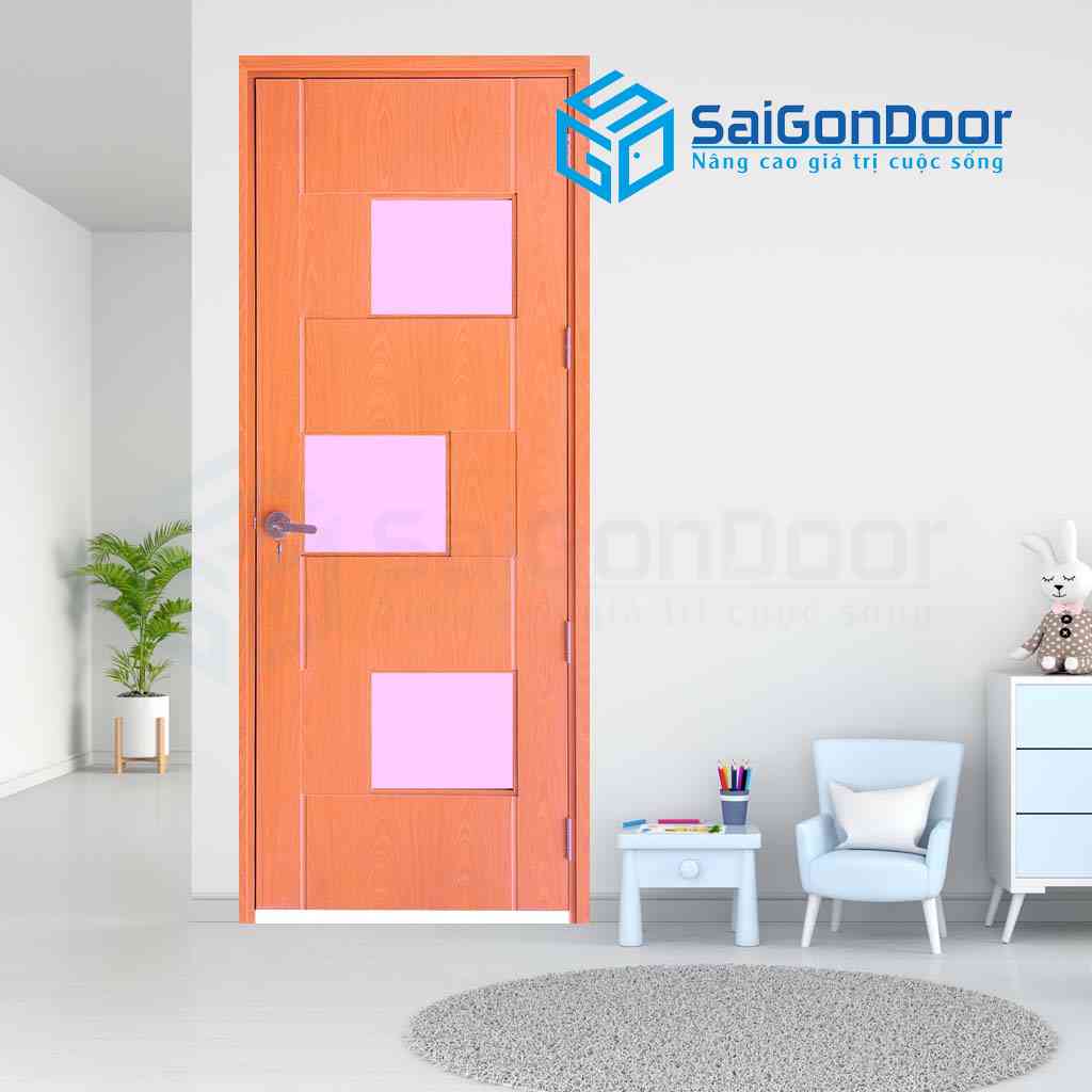 Cửa gỗ MDF Veneer có ô kính