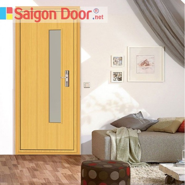 Mẫu cửa gỗ công nghiệp MDF màu vàng nổi bật, bắt mắt