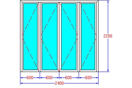 Kích thước cửa đi 4 cánh bằng nhau theo phong thủy tốt cho gia chủ