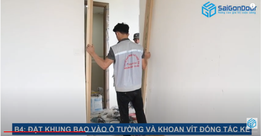 quy trình lắp cửa gỗ công nghiệp