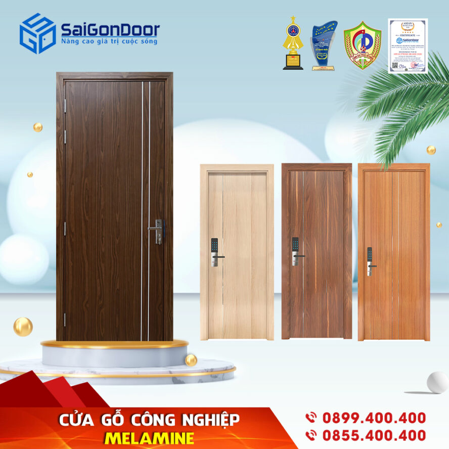 Cửa gỗ công nghiệp MDF Melamine mẫu mã đa dạng màu sắc sang trọng