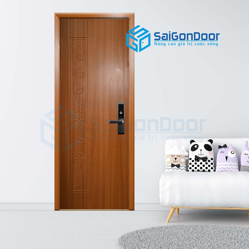 Mẫu cửa nhựa vân gỗ trang trí hoa dây leo Bản vẽ cửa nhựa vân gỗ