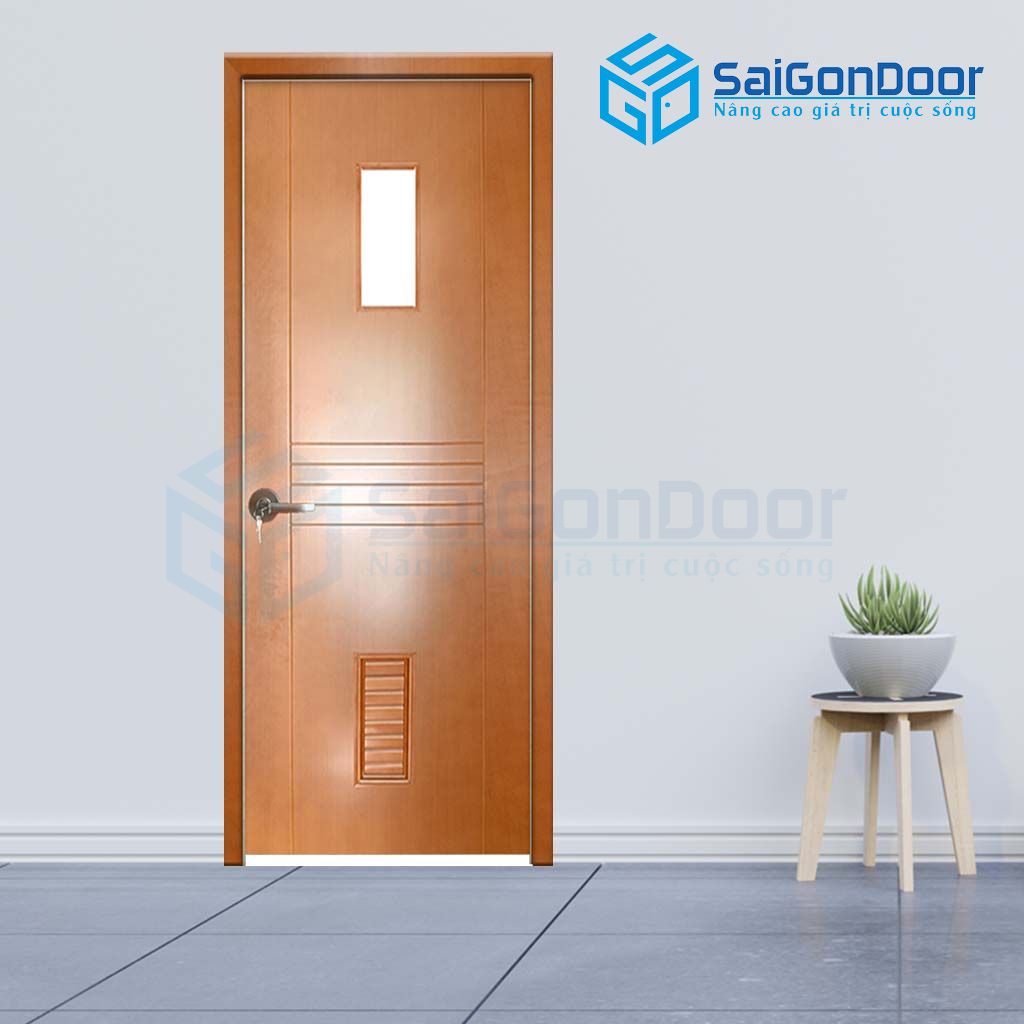 Mẫu cửa nhựa vân gỗ fix kính kết hợp ô chớp Bản vẽ cửa nhựa vân gỗ