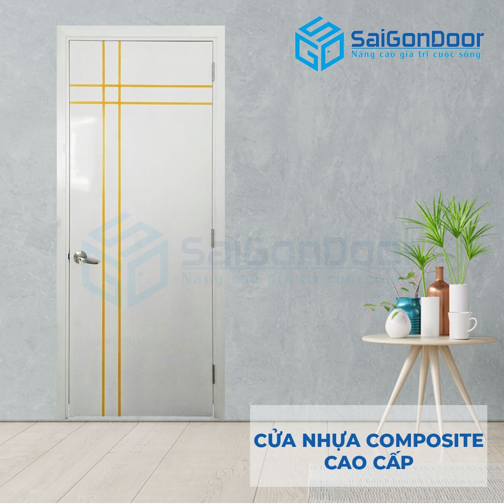 Mẫu cửa nhựa composite P1R4A mẫu cửa nhựa composite màu trắng đẹp