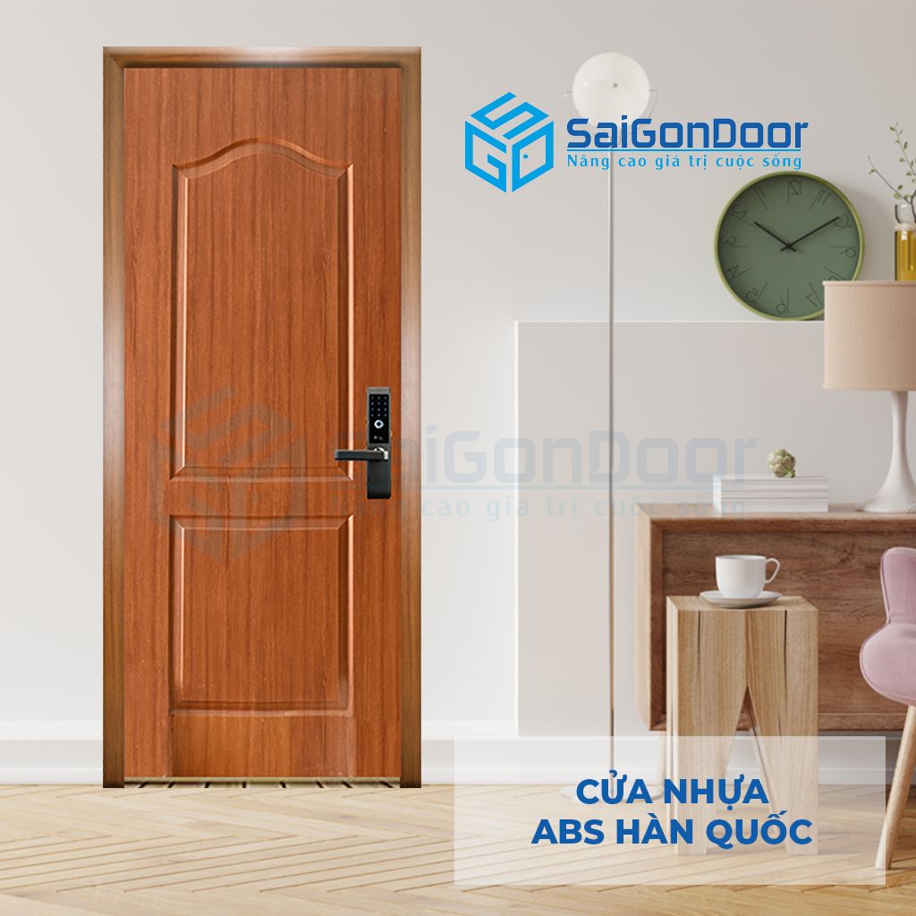 Mẫu cửa nhựa Hàn Quốc ABS vân gỗ màu nâu đỏ mẫu cửa nhựa vân gỗ