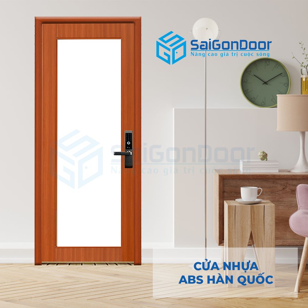 Mẫu cửa nhựa ABS Hàn Quốc vân gỗ cánh kính mẫu cửa nhựa vân gỗ