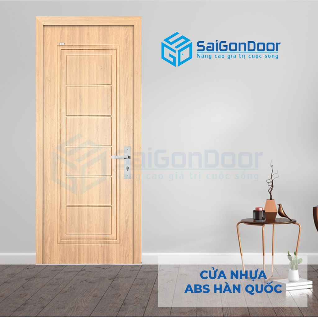 Cửa nhựa vân sồi cánh chia ô hình chữ nhật Báo giá cửa nhựa giá rẻ