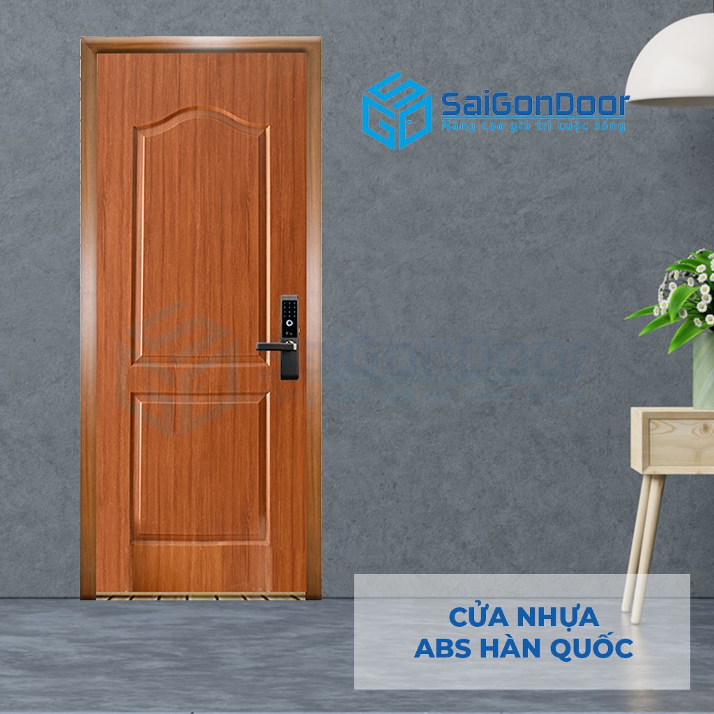 Cửa nhựa vân hương sử dụng khóa điện tử nắm tay gạt Báo giá cửa nhựa giá rẻ