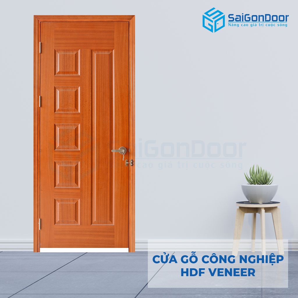 Mẫu cửa gỗ công nghiệp HDF Veneer 6B vân hương đỏ Các mẫu cửa gỗ phòng tắm