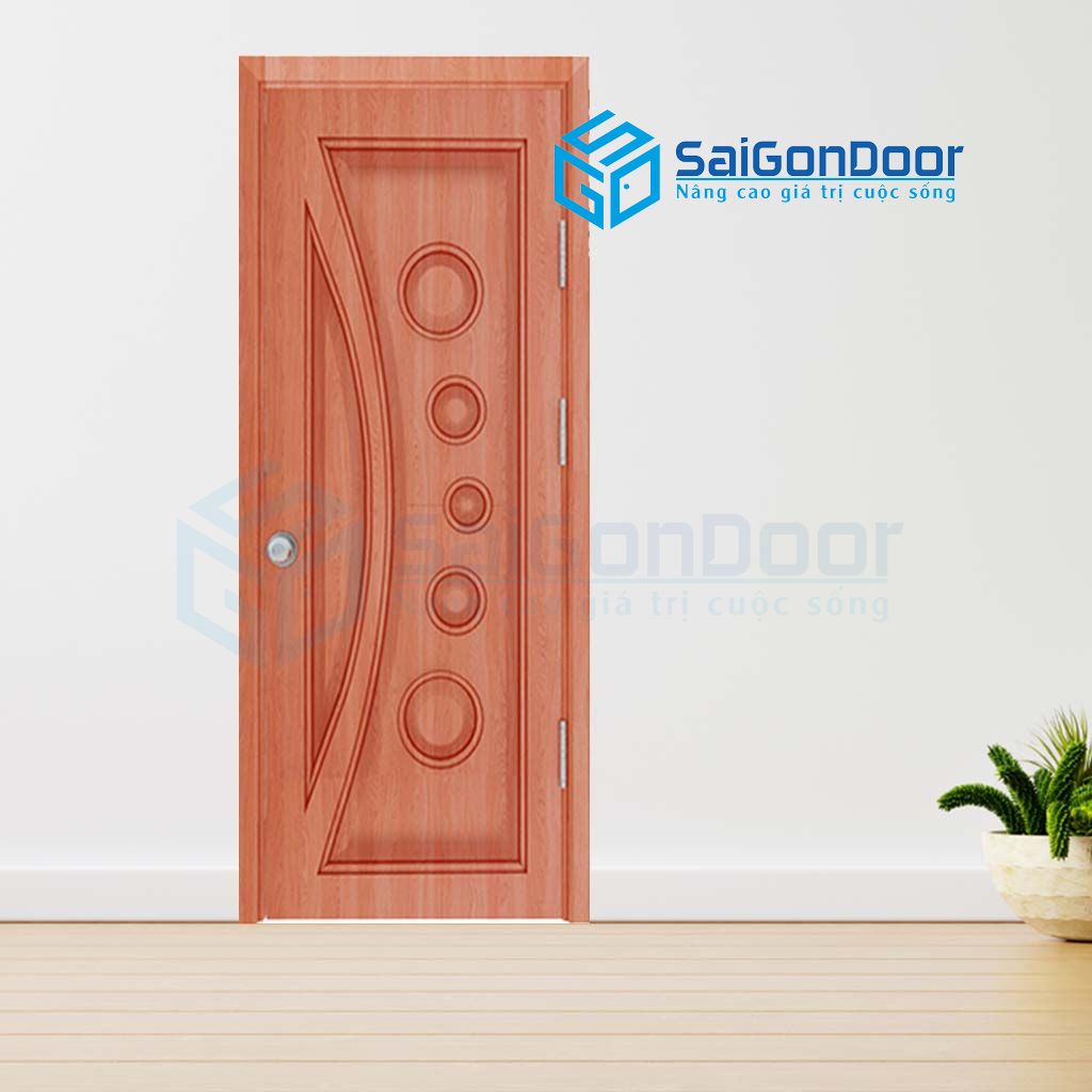 Mẫu cửa nhựa cao cấp vân gỗ màu đỏ Cửa nhựa cao cấp giá rẻ TPHCM